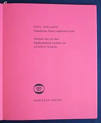 Verlaine Freundinnen, Szenen 1975 Harlekin-Presse Exemplar 44 von 200 sf