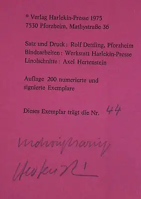 Verlaine Freundinnen, Szenen 1975 Harlekin-Presse Exemplar 44 von 200 sf