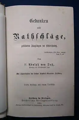 Doß Gedanken und Rathschläge gebildeten Jünglingen zur Beherzigung 1880 js