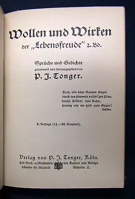 Tonger Lebensfreude (Sprüche und Gedichte) um 1920 Belletristik Klassiker sf