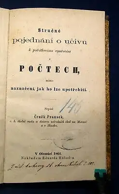 Strucne pojednani o ucivu Poctech mimo naznaceni jak ho lze upotrebiti 1864 js
