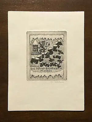 Gelbhaar Meissen im Schnee Orig.Kupfer o.J. (um 1920)  seltener Titel Radierwerk