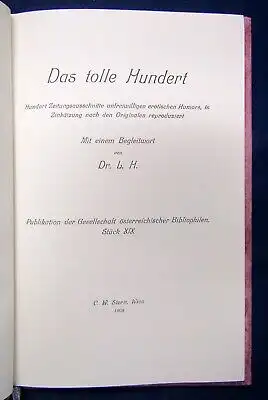Das tolle Hundert Reprint von 1909 erschien 2003 Samteinband Goldschnitt js
