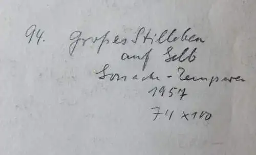 Hassebrauk, Ernst Stillleben auf Gelb Gouache 1957 Schätzpreis 100x74cm