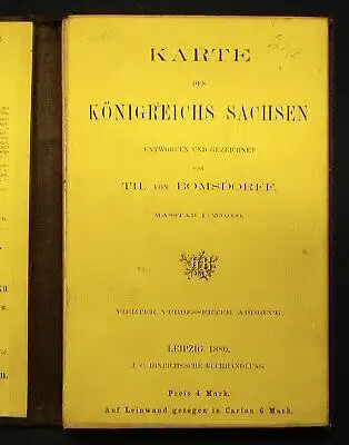 Bomsdorff Karte des Königreichs Sachsen selten 1880 Maßstab 1:260,000 js