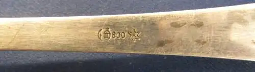 Große Jugendstil- Suppenkelle schön patiniert gepunzt "A" um 1900 800er Silber j