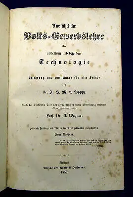 Wagner Ausführliche Volks-Gewerbslehre 1859 Geschichte Technik Gewerbslehre mb