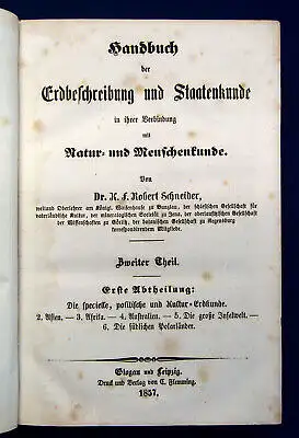 Schneider Handbuch der Erdbeschreibung und Staatenkunde 1857 5 Bde Natur mb
