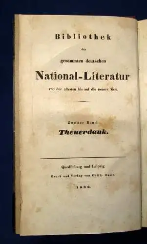 Haltaus Theuerdank Bibliothek der gesammten deutschen National-Literatur 1836 js