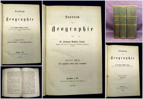 Daniel Handbuch der Geographie 1859 3 Bde Ortskunde Landeskunde Erdteile mb
