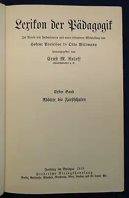 Roloff Lexikon der Pädagogik 5 Bde. komplett 1913 Halblederausgabe Wissen js