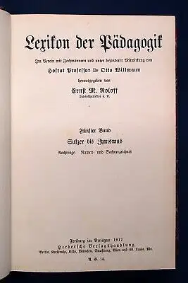 Roloff Lexikon der Pädagogik 5 Bde. komplett 1913 Halblederausgabe Wissen js