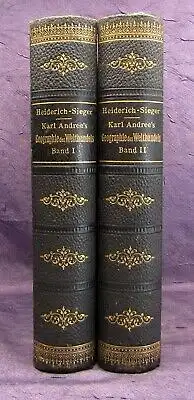 Sieger Karl Andree`s Geographie des Welthandels 2 Bde. 1910 Halbleder js