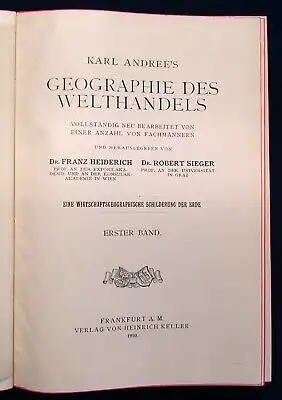 Sieger Karl Andree`s Geographie des Welthandels 2 Bde. 1910 Halbleder js