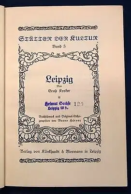 Kroker Stätten der Kultur Leipzig Bd. 5 Or. Lithographien von Bruno Herour js