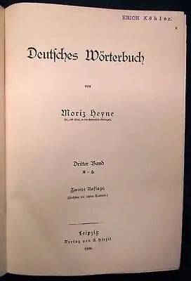 Heyne Deutsches Wörterbuch 3 Bde. komplett 1905 sehr dekorativer Einband js