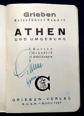 Grieben Reiseführer Bd 12 Athen und Umgebung 1937 Guide Führer Reiseführer mb