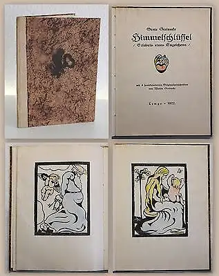 Steinecke Himmelschlüssel Erlebnis eines Engelchens 1922 kolorierte Holzschnitte