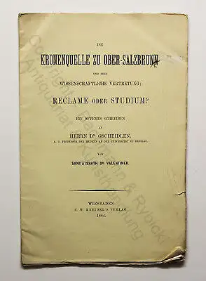 Prospekt Valentiner Kronenquelle zu Ober-Salzbrunn 1884 Schlesien Polen xz