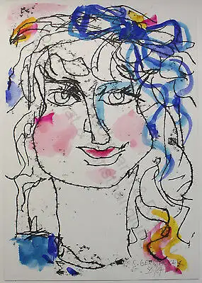 Sabine Gerstacker 12 farbige handkolorierte Drucke Kalender 1989 abstrakte Kunst