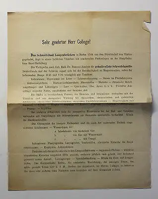 Orig Prospekt Schwefelbad Langenbrücken Bad Schönborn um 1880 Baden-Württemberg