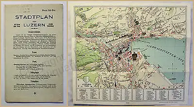 Orig. Prospekt Stadtplan von Luzern 1926 Schweiz Landeskunde Ortskunde xy