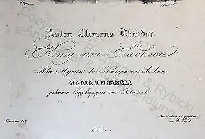 Vogel Bendixen Lithografie Porträt Anton Clemens Theodor König von Sachsen 1827