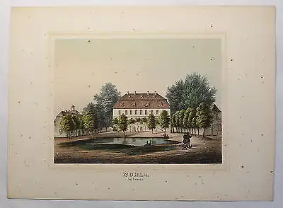 Lithografie Wohla bei Kamenz Sachsen Poenicke Schlösser & Rittergüter um 1855 xz