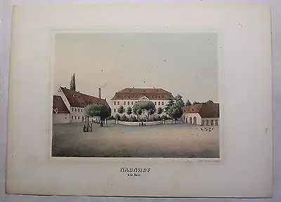Lithografie Naunhof Ansicht Sachsen Poenicke Schlösser & Rittergüter um 1855 xz