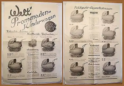 Werbeprospekt Welt Promenaden-Kinderwagen Fr.M. Bernhardt Dresden 1938 xz