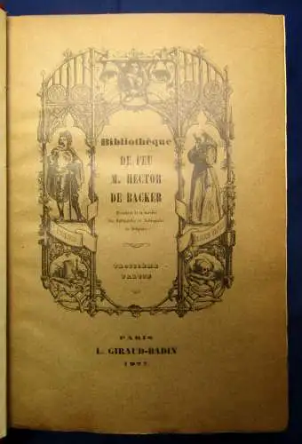 Lefranc Bibliotheque De feu M. Hector De Backer 1926-1928 7 Bände in 3 HLdr. js