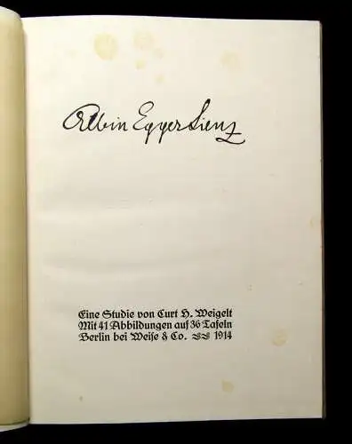 Weigelt Albin Egger-Lienz 1914 41 Abb. auf 36 Tafeln Belletristik Literatur mb