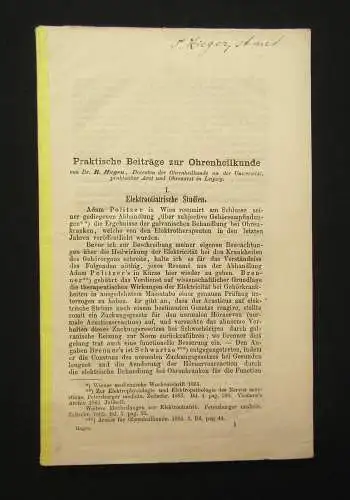 Hagen Praktische Beiträge zur Ohrenheilkunde 1866 Wissen Medizin mb