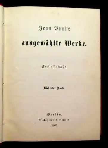 Jean Paul´s ausgewählte Werke 16 Bde. in 8 komplett 1865 Gesamtausgabe Literatur