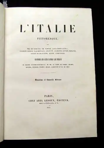 L'Italie Pittoresque 1845 Belletristik Stahlstiche Italien am