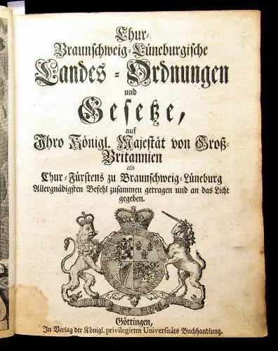 Calenberg 1739 Chur-Braunschweig-Lüneburgische Landes-Ordnungen und Gesetze. am