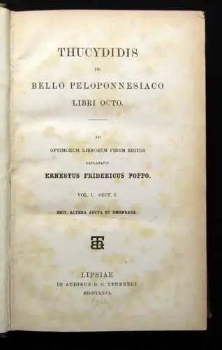Stahl Thucydidis De Bello Peloponnesiaco Libri Octo Vol.I.Sect.1+2 1866 js