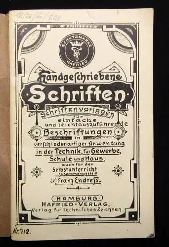 Endress Handgeschriebene Schriften Schriftenvorlagen Or. Ausgabe um 1920 js
