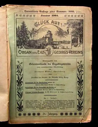 Möckel Glückauf Organ des Erzgebirgsvereins Jahrgang 24-26, 36 Hefte 1904-1906