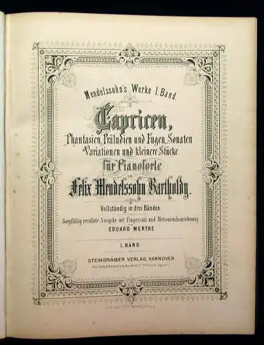 Mertke Mendelssohn 5 Bde. in 2 um 1880 Lieder ohne Worte und Kinderstücke js