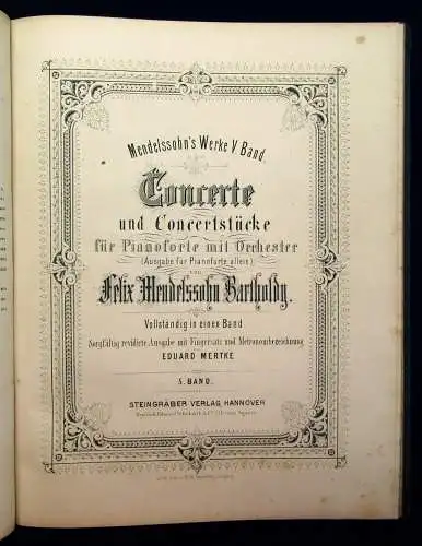 Mertke Mendelssohn 5 Bde. in 2 um 1880 Lieder ohne Worte und Kinderstücke js