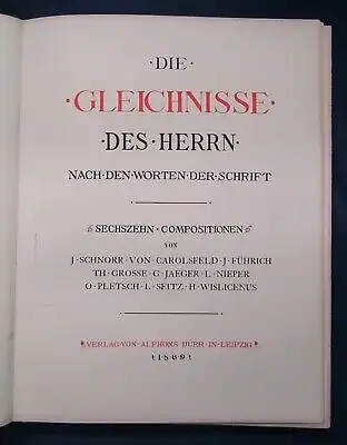 Schnoor v. Carolsfeld Die Gleichnisse des Herrn 1869 Original Ausgabe Illust. js