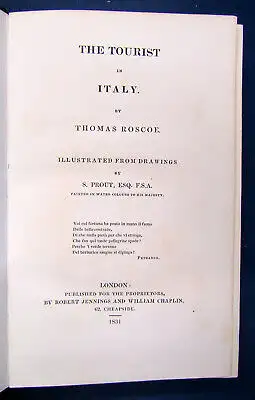 Roscoe The Tourist in Italy 1831 Landeskunde Ortskunde Reise Italien sf