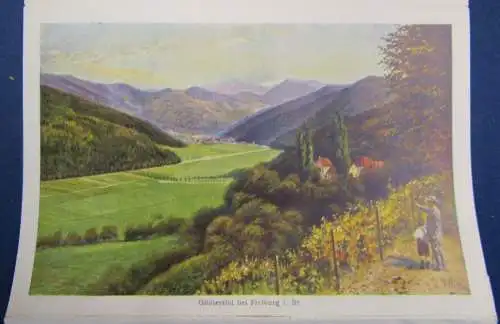 Malerische Ansichten v. Freiburg i. Breisgau Leporello von 125 cm Länge js