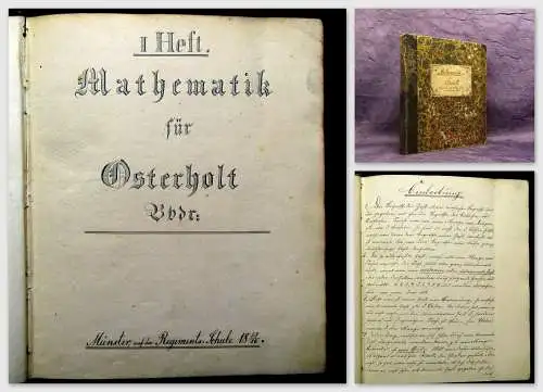 Mathematik für Osterholt 1.Heft 1855/56 Unikat selten Regimentschule in Münster