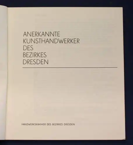 Anerkannte Kunsthandwerker des Bezirks Dresden 1979 Handwerk Künstler js