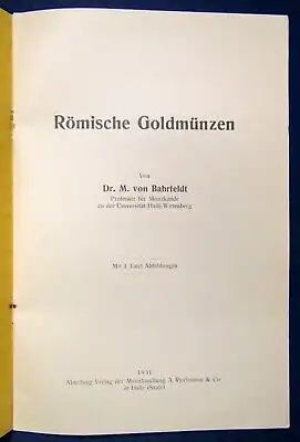 Bahrfeldt Römische Goldmünzen Tafel 374 1931 Wissen Studium Münzen js