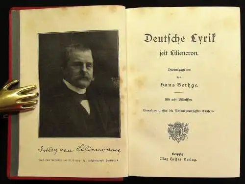 Bethge Deutsche Lyrik seit Liliencron 8 Bildnisse um 1895 Or. Lederausgabe js