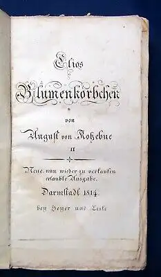 Kotzebue Clios Blumenkörbchen 2 Bände(von3) 1814 Lyrik Literatur Belletristik js