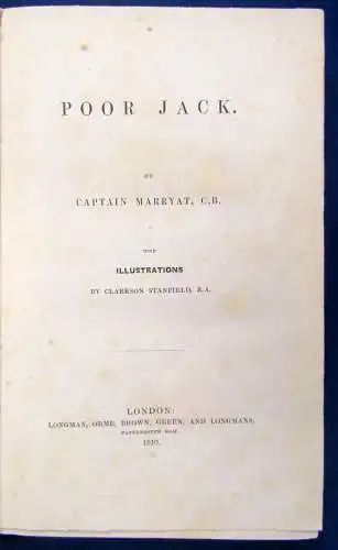 Captain Marryat Poor Jack 1840 Geschcihten Erzählungen illustriert EA js 